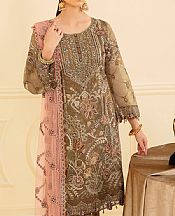 Ramsha Olive Organza Suit- Pakistani Chiffon Dress