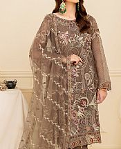 Ramsha Umber Brown Organza Suit- Pakistani Chiffon Dress