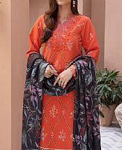 Rang Rasiya Shocking Orange Karandi Suit- Pakistani Winter Dress