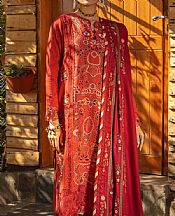 Rang Rasiya Dark Pastel Red Karandi Suit- Pakistani Winter Clothing