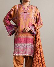 Sana Safinaz Safety Orange Linen Suit- Pakistani Winter Dress