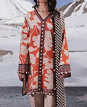 Sana Safinaz Ivory/Vermillion Slub Suit (2 Pcs)- Pakistani Winter Clothing