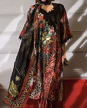 Sobia Nazir Maroon/Black Silk Suit- Pakistani Designer Chiffon Suit