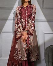 Sobia Nazir Wine Silk Suit- Pakistani Designer Chiffon Suit