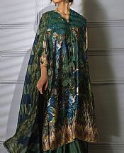 Sobia Nazir Green Silk Suit- Pakistani Chiffon Dress