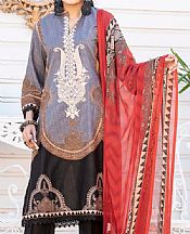Vs Textile Cornflower Blue/Black Lawn Suit- Pakistani Lawn Dress