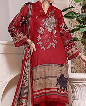 Vs Textile Red Lawn Suit- Pakistani Lawn Dress