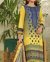 Vs Textile Yellow/Navy Dhanak Suit- Pakistani Winter Clothing