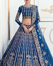 Akbar Aslam Royal Blue Raw Silk Suit- Pakistani Designer Chiffon Suit